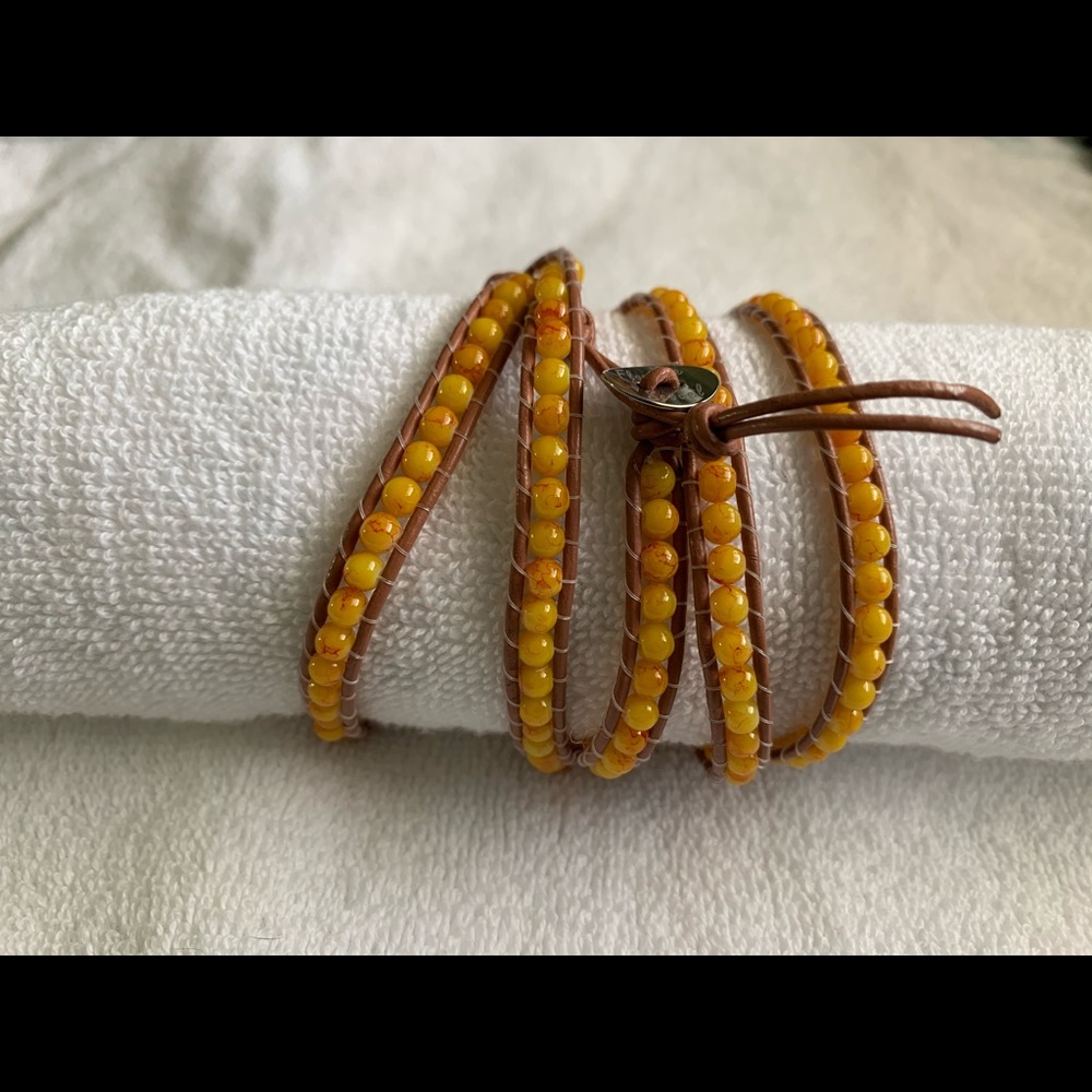 5 Wrap Leather and Bead Bracelet